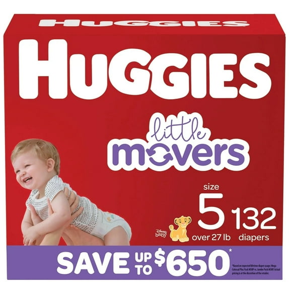Huggies Little Movers Diapers Size 5 - 27+ Pounds (132 Count)