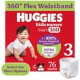 thumbnail image 1 of Huggies Little Movers HuggFit 360° Baby Diapers with 360° Waistband, Size 3 (16-28 lbs), 76 Count (Select for More), 1 of 16