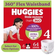 Huggies Little Movers HuggFit 360  Baby Diapers with 360  Waistband, Size 4 22-37 lbs, 64 Count Select for More