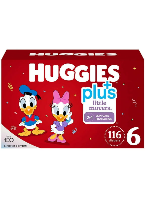Huggies Little Movers Plus Diapers, Size 6 (116-Count) Size 6 (116 Count)