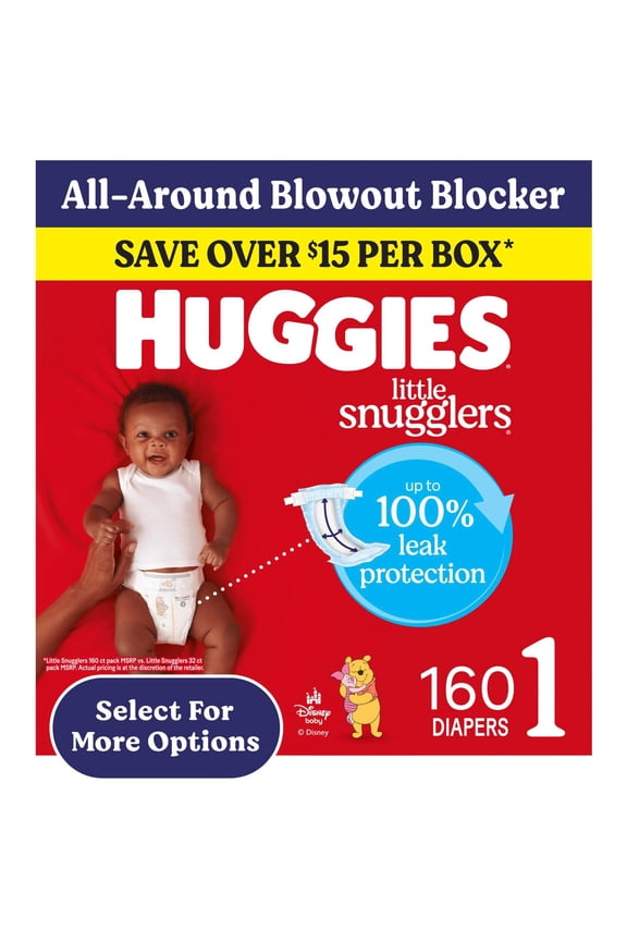Little Snugglers Fragrance Free Baby Diapers, Size 1 (8-14 lbs), 160 Count (Select for More)