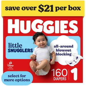 Pañales Huggies Little Snugglers sin fragancia, Talla 1 (8-14 lbs), 160 piezas (Selecciona para más)