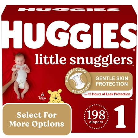 Huggies Little Snugglers Baby Diapers, Size 1 (8-14 lbs), 198 Ct (Select for More Options)