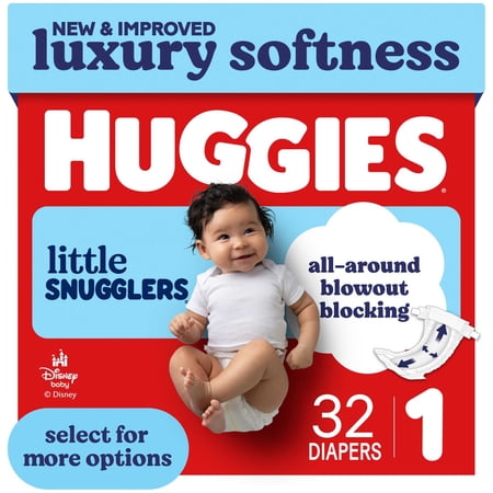Huggies Little Snugglers Baby Diapers, Size 1 (8-14 lbs), 32 Count (Select for More)