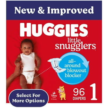 Huggies Little Snugglers Baby Diapers, Size 1 (8-14 lbs), 96 Ct (Select for More)