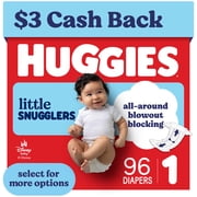 Huggies Little Snugglers, Fragrance Free Baby Diapers Size 1, 96 Count