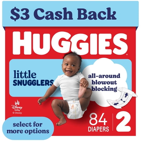 Huggies Little Snugglers, Fragrance Free Baby Diapers Size 2, 84 Count