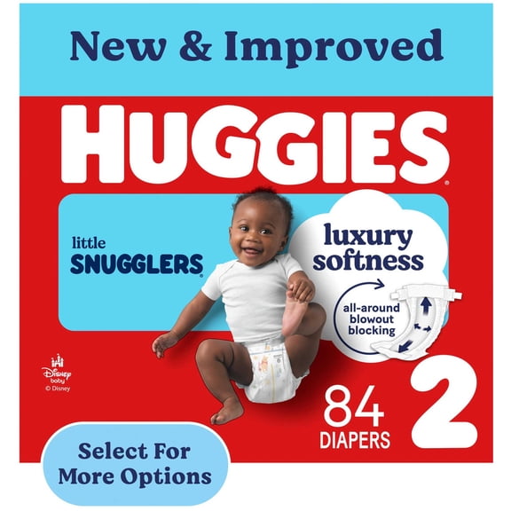 Huggies Little Snugglers Baby Diapers, Size 2 (12-18 lbs), 84 Count (Select for More)