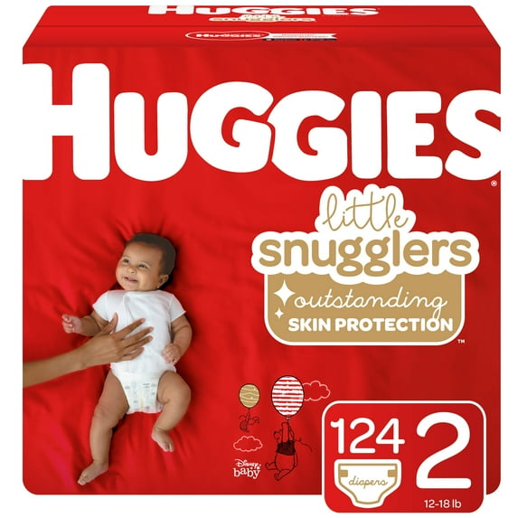 Huggies Little Snugglers Baby Diapers, Size 2, 124 Ct, Giant Pack