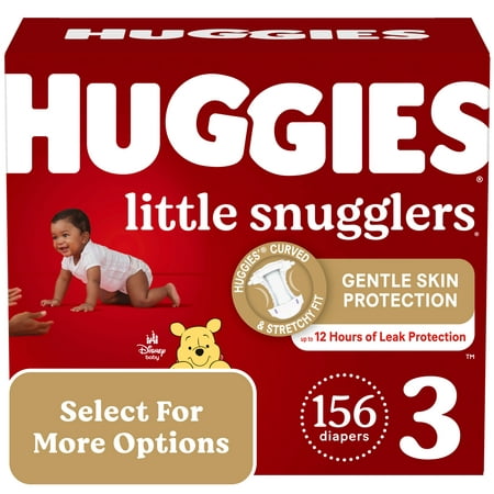 Huggies Little Snugglers Baby Diapers, Size 3 (16-28 lbs), 156 Ct (Select for More Options)