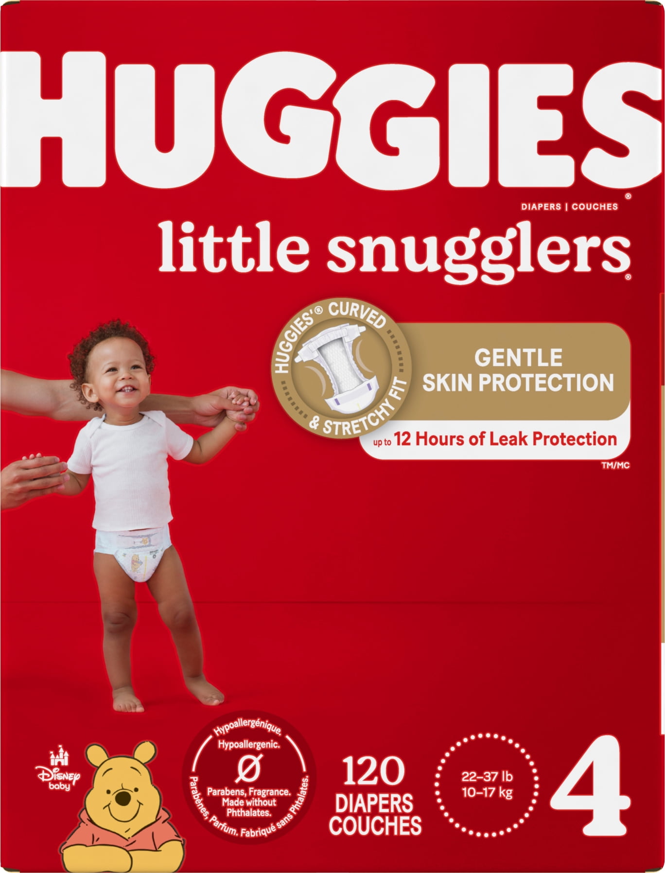 Huggies Little Snugglers Hypoallergenic and Latex-Free Diapers, Size 4, 120 Count