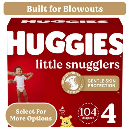 Huggies Little Snugglers Baby Diapers, Size 4 (22-37 lbs), 104 Ct (Select for More Options)
