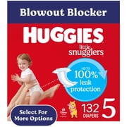 Huggies Little Snugglers Fragrance Free Baby Diapers, Size 5 27+ lbs, 132 Count 2 Packs of 66 Select for More