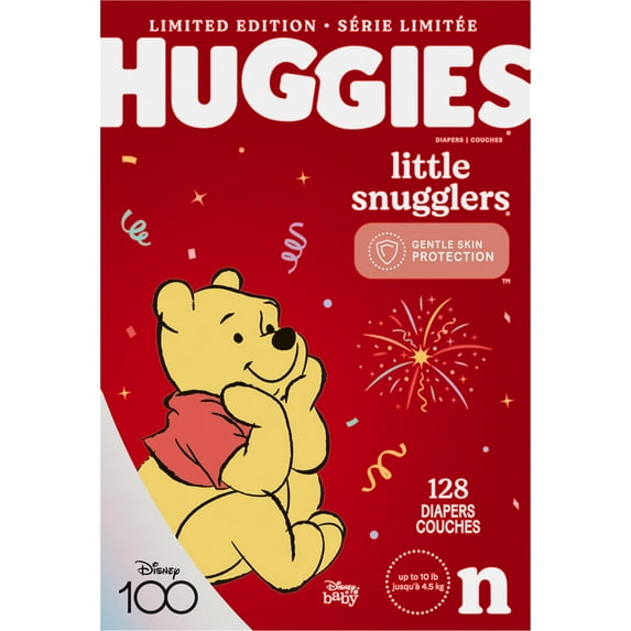Huggies Little Snugglers Baby Diapers, Size Newborn, 128 Ct, Giant Pack