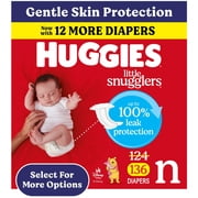 Huggies Little Snugglers Fragrance Free Baby Diapers, Size Newborn up to 10 lbs, 136 Count Select for More