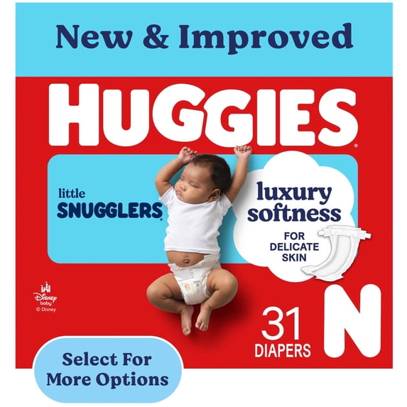 Huggies Little Snugglers Baby Diapers, Size Newborn (up to 10 lbs), 31 Count (Select for More)