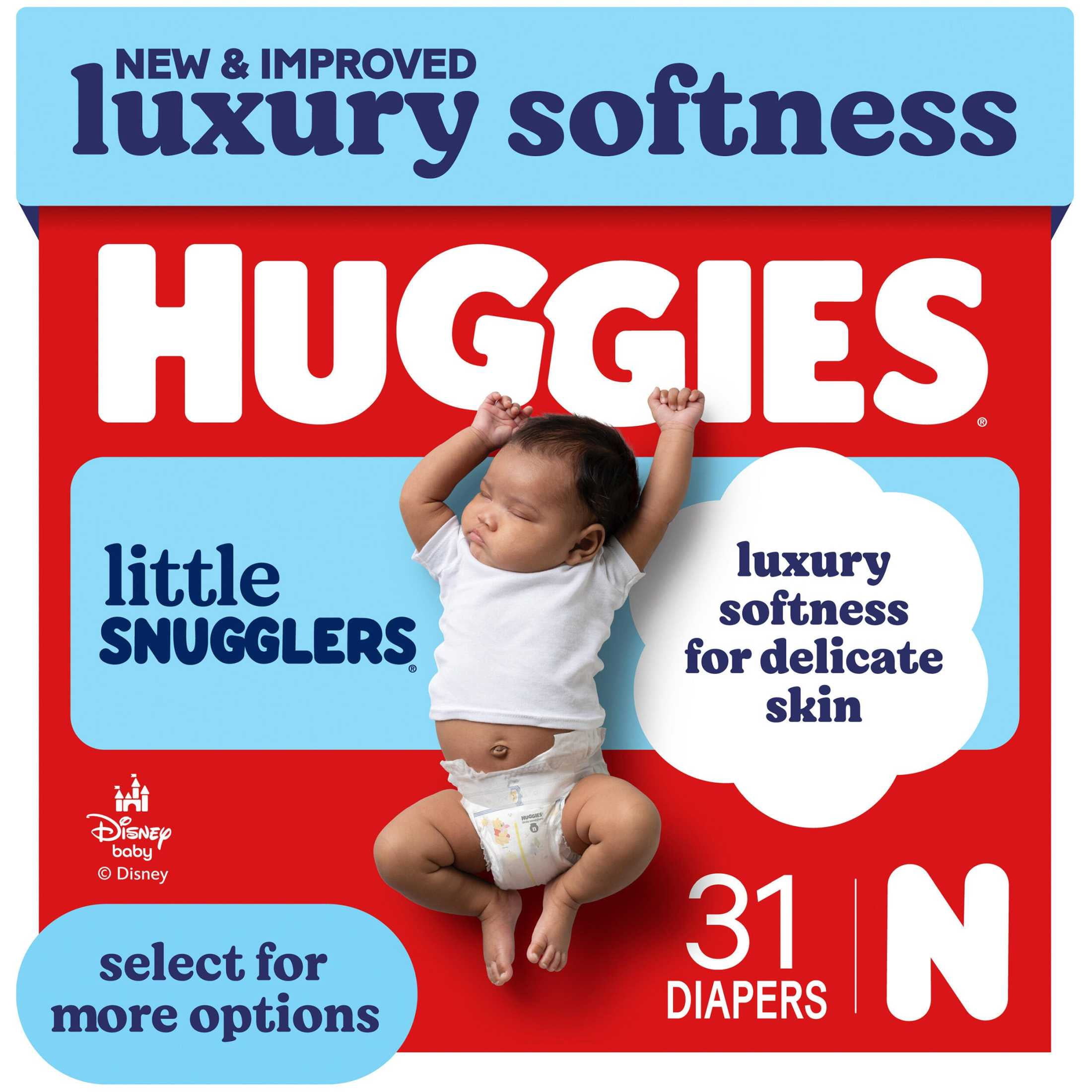 Huggies Little Snugglers, Fragrance Free Baby Diapers Size Newborn, 31 Count