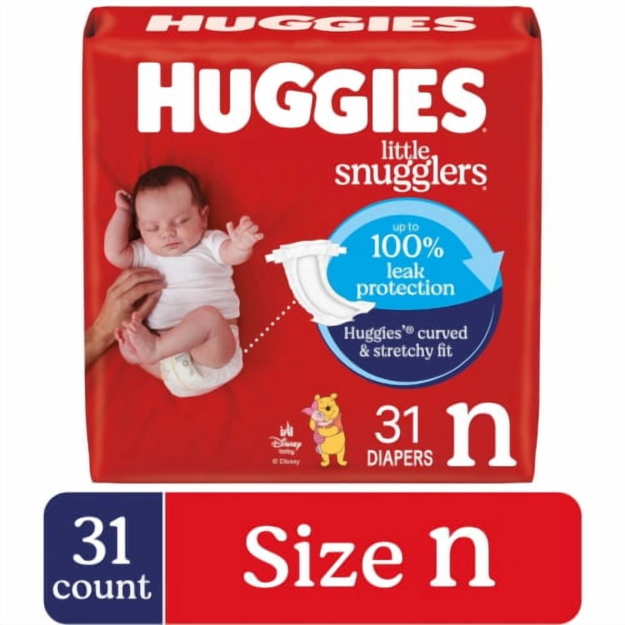 2X - Huggies Little Snugglers Baby Diapers Size Newborn (up to 10 lbs)