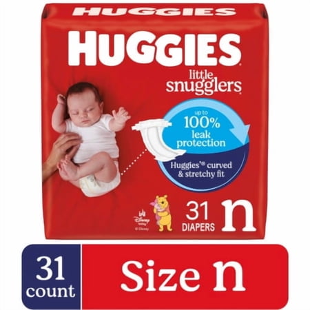 2X - Huggies Little Snugglers Baby Diapers Size Newborn (up to 10 lbs)