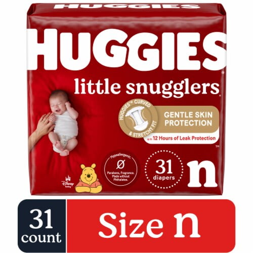 Huggies Little Snugglers Baby Diapers Size Newborn (up to 10 lbs) 31 count