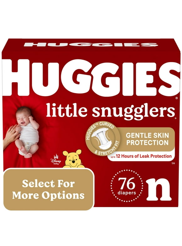 Huggies Little Snugglers Baby Diapers, Size Newborn (up to 10 lbs), 76 Ct (Select for More Options)