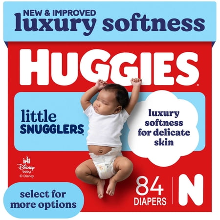 Huggies Little Snugglers Baby Diapers, Size Newborn (up to 10 lbs), 84 Count (Select for More)