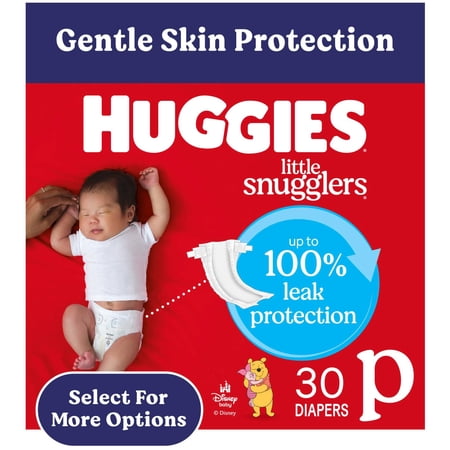 Huggies Little Snugglers Baby Diapers, Size Preemie (up to 6 lbs), 30 Count (Select for More)