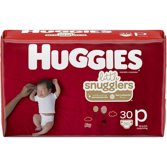 Huggies Little Snugglers Diapers, Preemie (Up to 6 Pounds), 30 Count