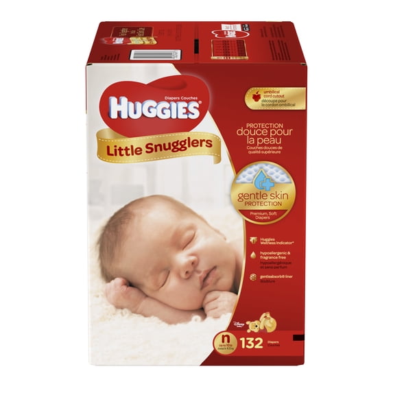 Huggies Little Snugglers Diapers N, Up to 10 lb, 132 count
