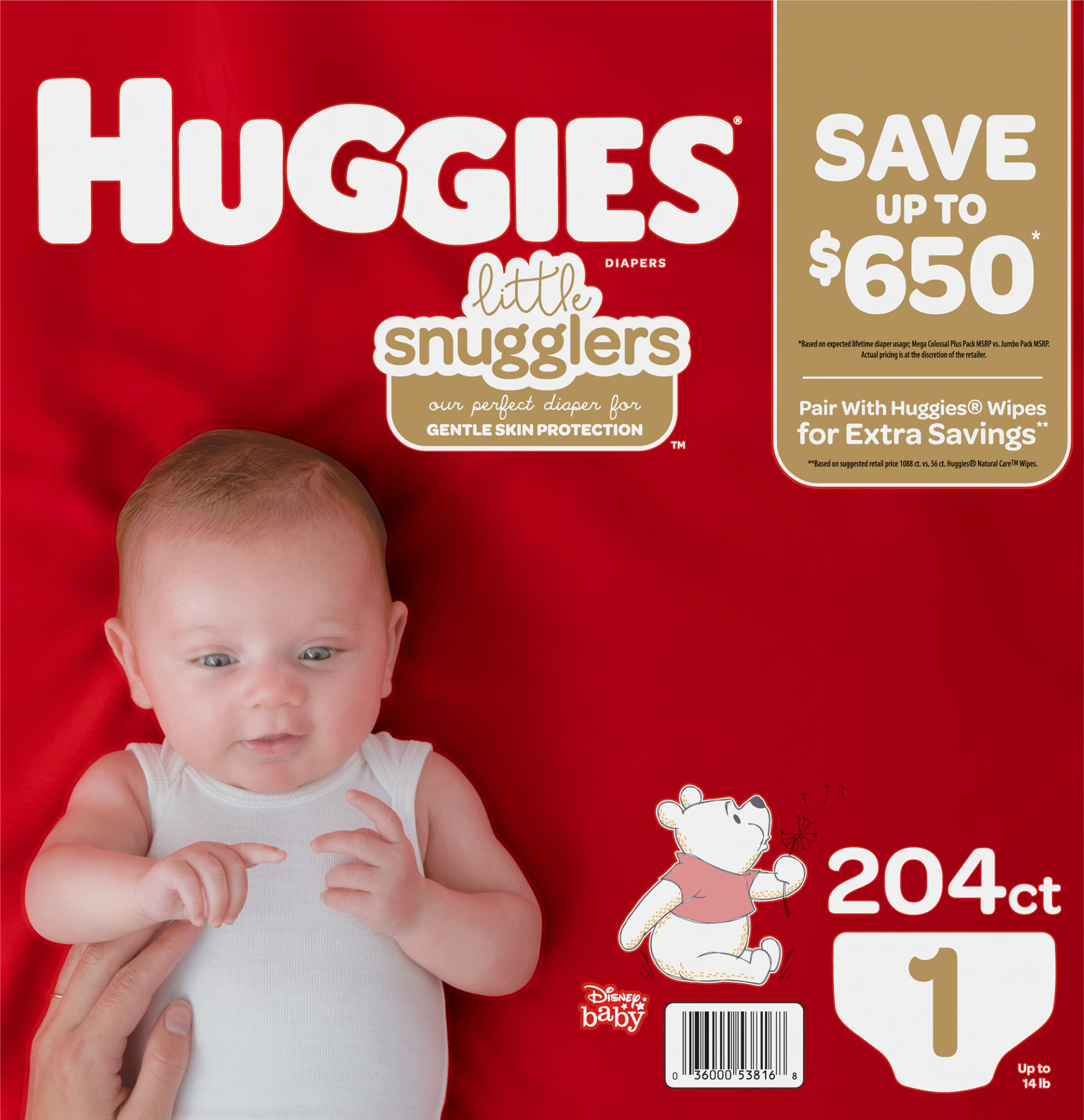 Huggies Little Snugglers Diapers Size 1 - 204 ct. (Up to 14 lbs.) - image 1 of 2