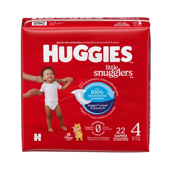 Huggies Little Snugglers Baby Diapers, Size 4 (22-37 lbs), 22 Count (Select for More)