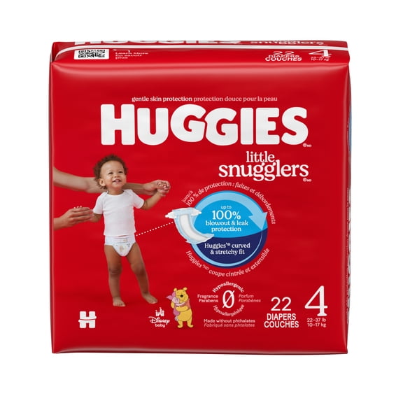Huggies Little Snugglers Baby Diapers, Size 4 (22-37 lbs), 22 Count (Select for More)
