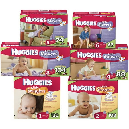 Huggies Little Snugglers & Little Movers, Value Pack, Size 1, 120 Count