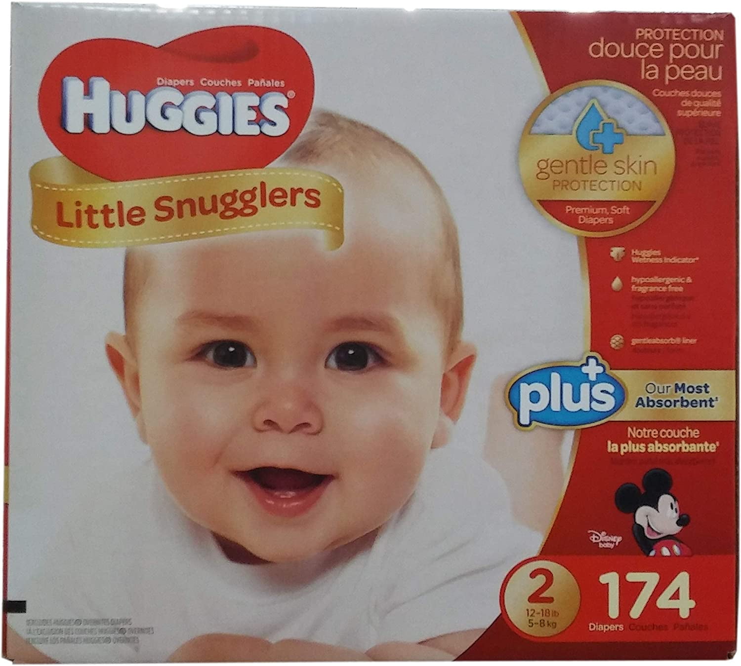 Huggies Little Snugglers Plus Diapers Size 2, 174 Count Size 2 (174 Count)