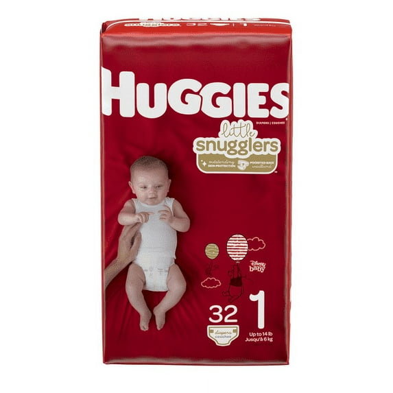 Huggies Little Snugglers Wetness Indicator Comfortable Jumbo Pack Diapers - Size 1, 32 Count