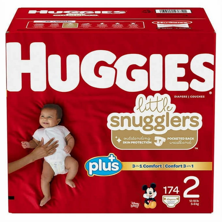 Huggies Little Snugglers Plus Diapers, Size 2 - 174 count
