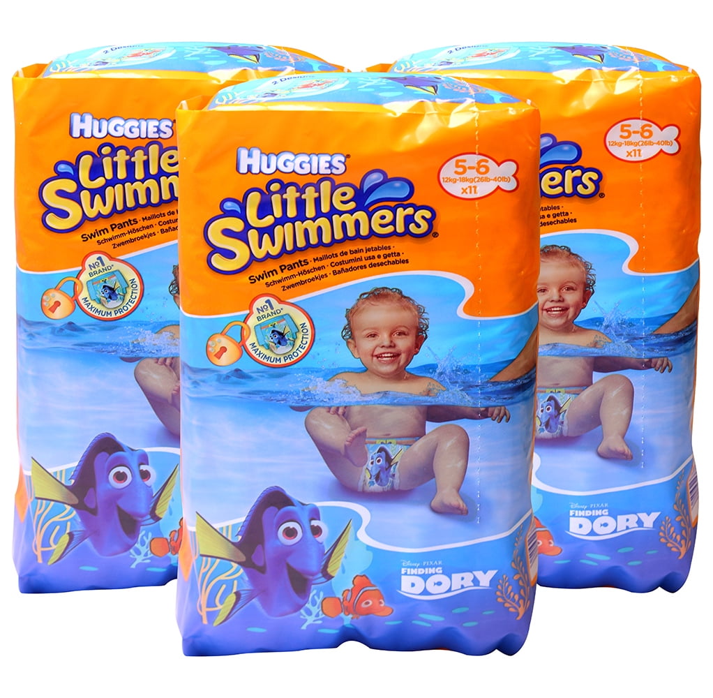 Huggies Little Swimmers Disposable Swim Diapers, Medium 5-6, Finding Dory, 11 Count (Pack of 3)