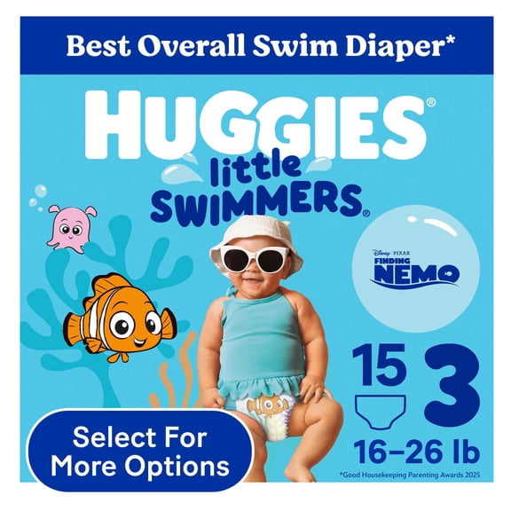 Huggies Little Swimmers Disposable Swim Diapers, Size 3 (16-26 lbs), 15 Count (Select for More)