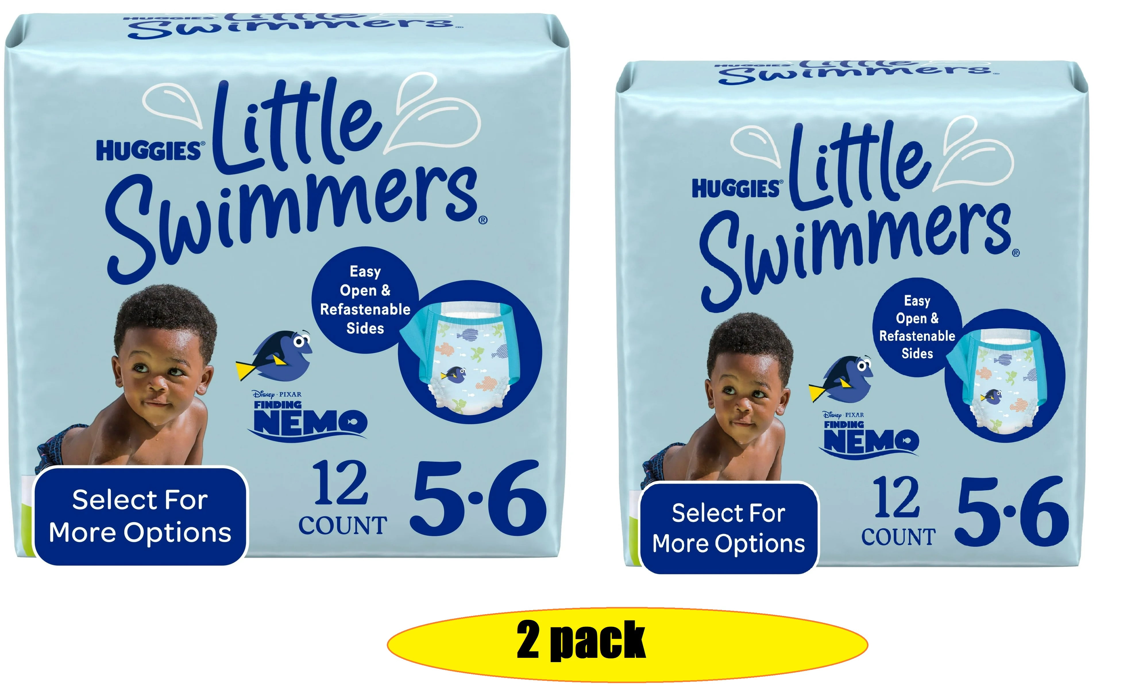 Pack of 2 Huggies Little Swimmers Disposable Swim Diapers, Size 5-6 (32+ lbs), 12 Ct