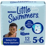 Pack of 2 Huggies Little Swimmers Disposable Swim Diapers, Size 5-6 32+ lbs, 12 Ct