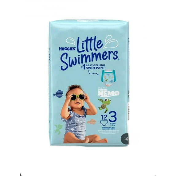 Huggies Little Swimmers Disposable Swim Diapers, Swimpants, TWO PACK Size 3 Small (16-26 lb.), 12 Ct. (Packaging May Vary) Total 24 Count
