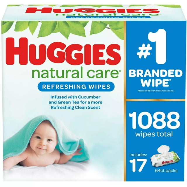 Huggies Natural Care Baby Wipe Refill, Refreshing Clean, 1088 Ct