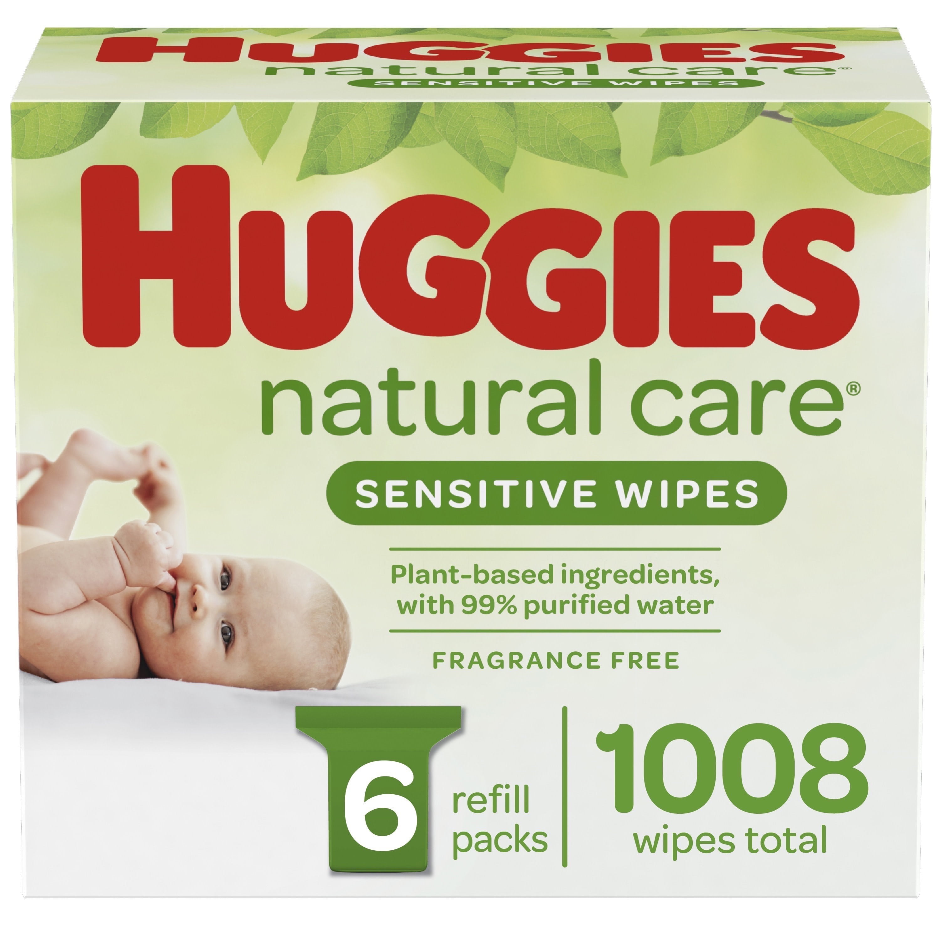 Huggies Baby Wipes, Natural Care Sensitive, UNSCENTED, 6 Refill