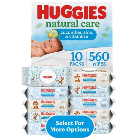 Huggies Natural Care Cucumber, Aloe, & Vitamin E, Scented Baby Wipes, 10 Packs, 560 Count