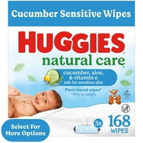 Huggies Natural Care Cucumber, Aloe and Vitamin E Baby Wipes, Scented, 3 Flip-Top Packs, 168 Total Ct (Select for More)