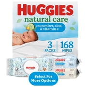 Huggies Natural Care Cucumber, Aloe, & Vitamin E, Scented Baby Wipes, 3 Packs, 168 Count