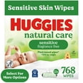 thumbnail image 1 of Huggies Natural Care Sensitive Baby Wipes, Unscented, 12 Flip-Top Packs, 768 Total Count (Select for More), 1 of 14