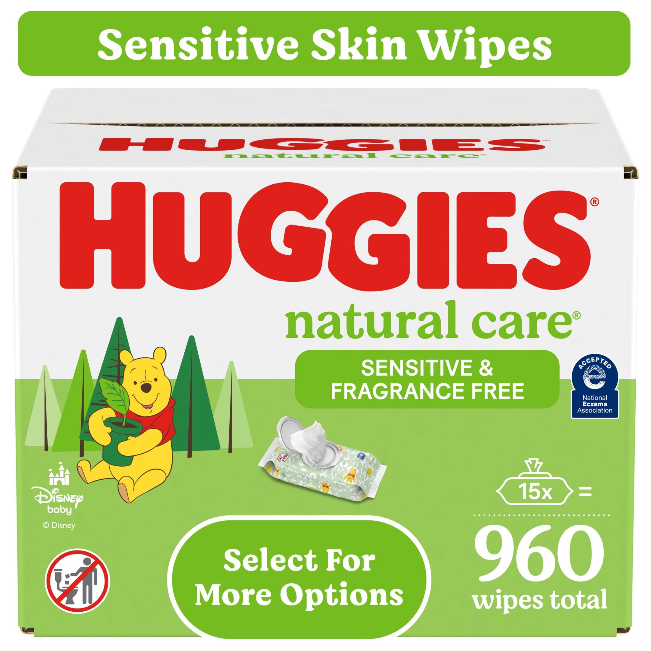Huggies Natural Care Fragrance Free Baby Wipes 552 Total Wipes 184 Count