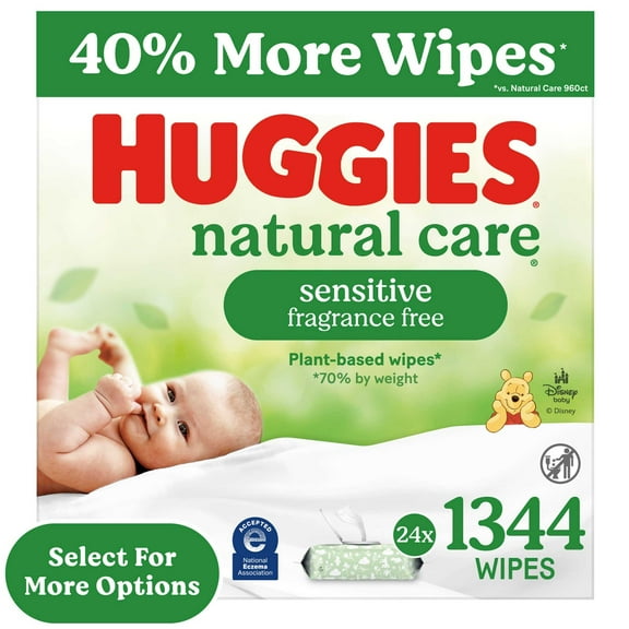 Huggies Natural Care Sensitive Baby Wipes, Unscented, 24 Packs (1344 Wipes Total)