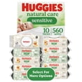 thumbnail image 1 of Huggies Natural Care Sensitive, Fragrance-Free Baby Wipes, Unscented Wipes, 10 Packs, 560 Wipes, 1 of 13